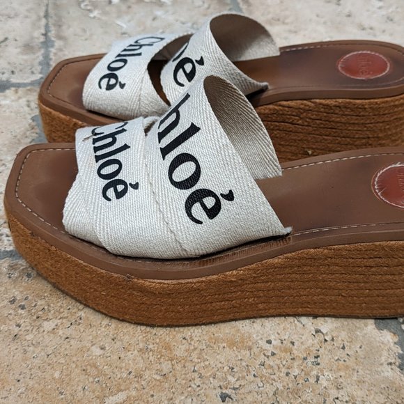 REDUCED !!! CHLOE WOODY CLOTH WEDGES - Picture 6 of 7